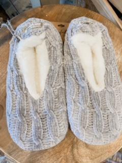 Gray Chenille Slippers/Medium