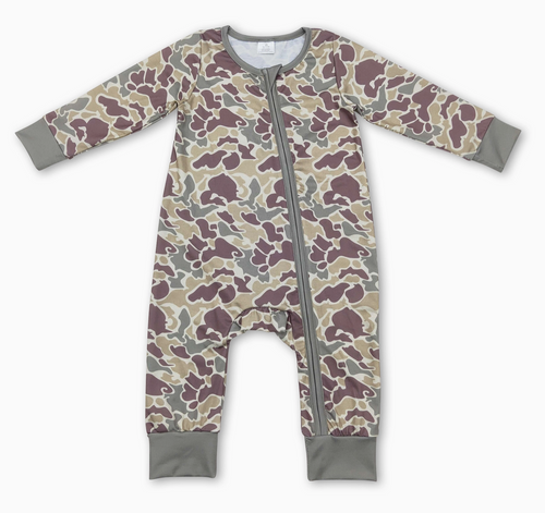 Camouflage Zipper Romper