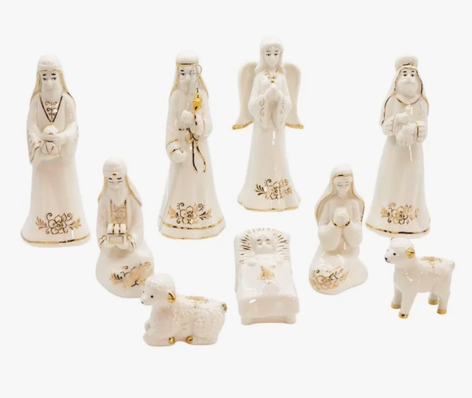 Gold and White Nativity Set