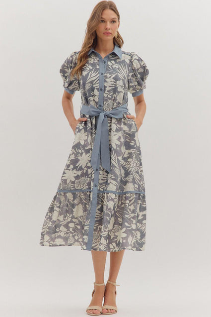 ENT-Grey Cream Dress