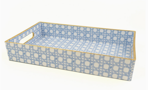 Blue Cane Vanity Tray