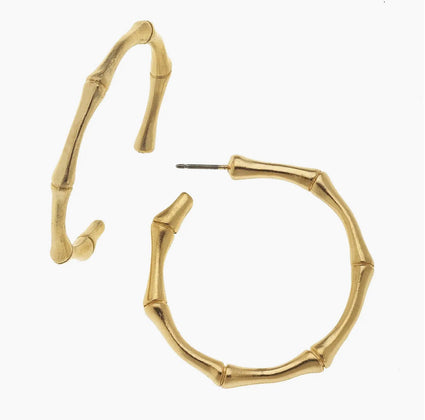 SS-Gold Bamboo Hoop Earrings