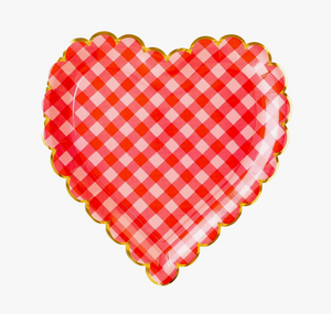 Checkered Heart Shaped Paper Plates