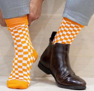 Orange/White Checkerboard Socks