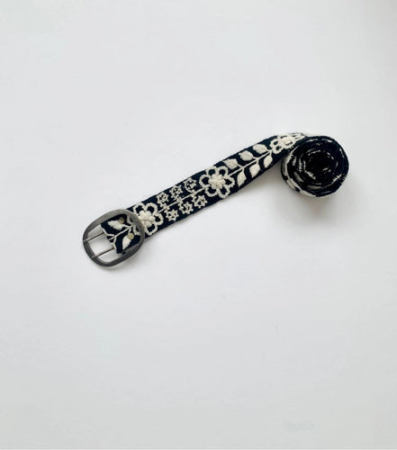 Black/White Embroidered Belt