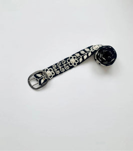 Black/White Embroidered Belt