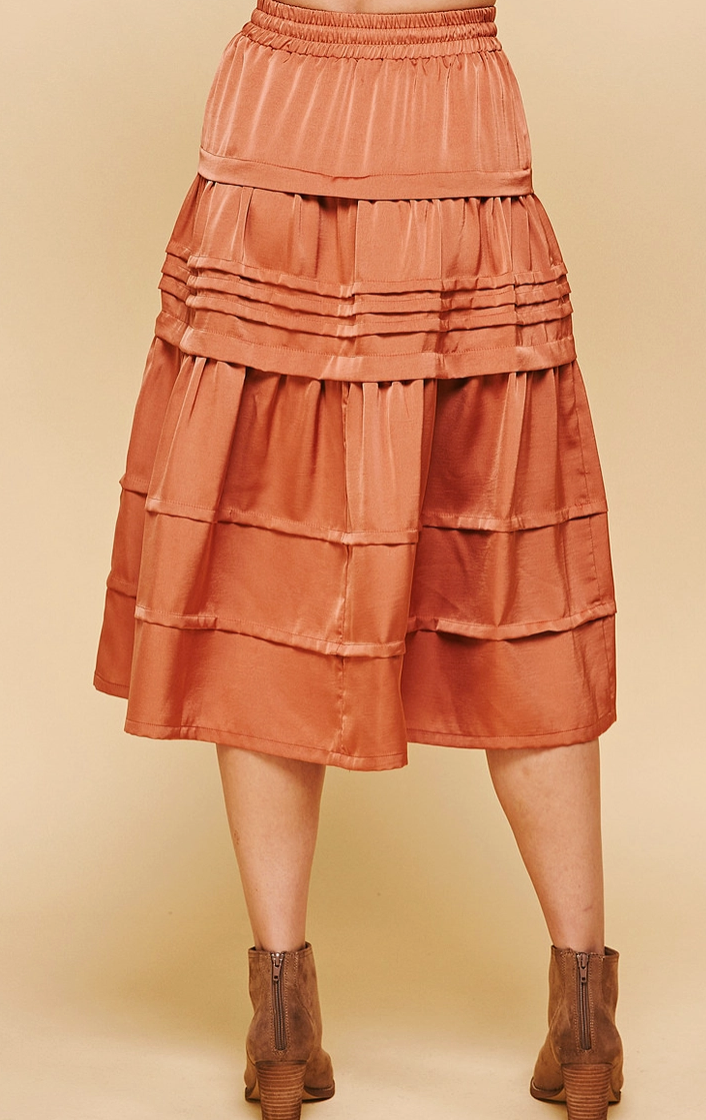 Burnt Orange Pleat Skirt