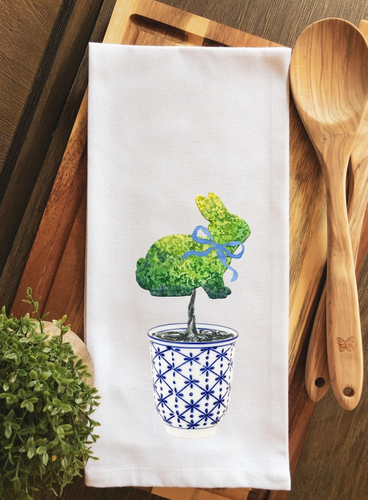 Bunny Chinoiserie Topiary Tea Towel