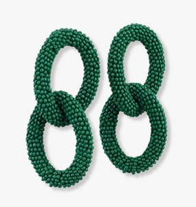 Green Beaded Link Earrings