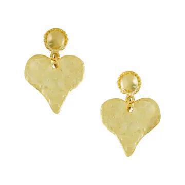 SS-Gold Heart w/Beaded Top Earrings