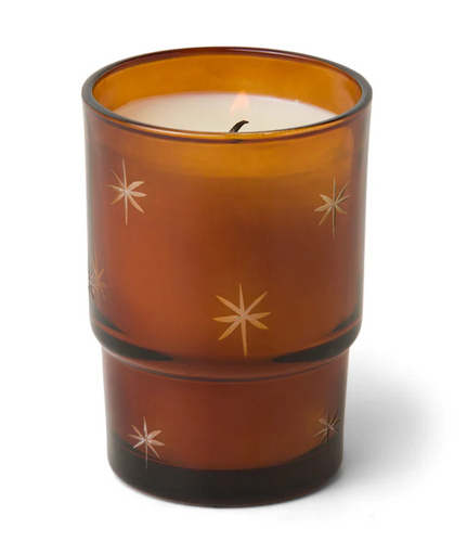 Noel Etched Stars Candle/Amber