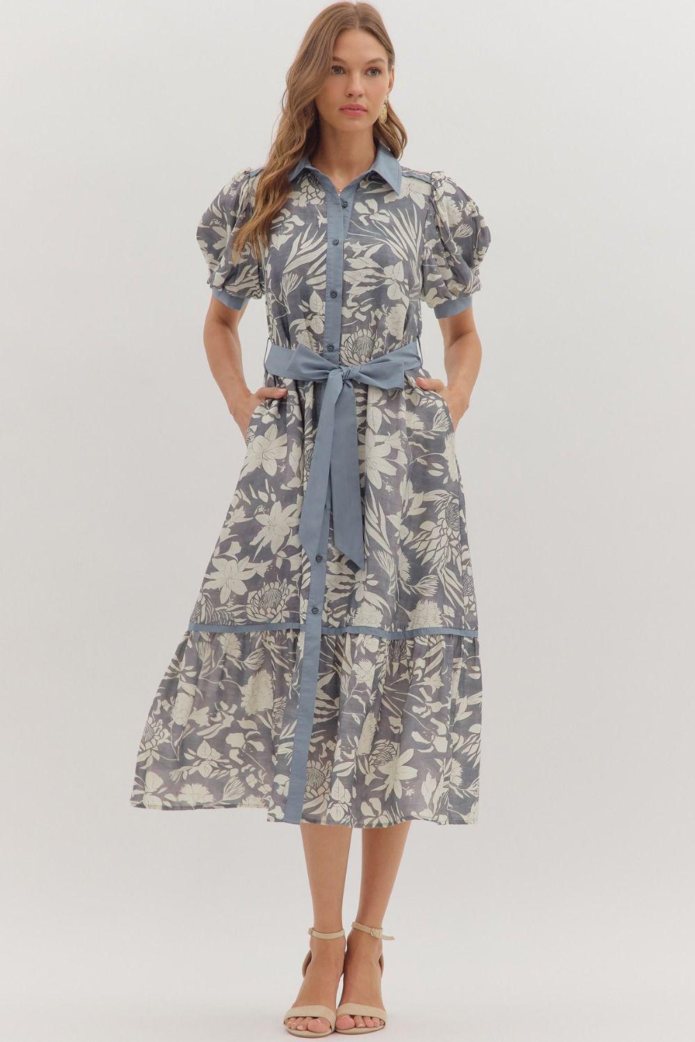 ENT-Grey Cream Dress