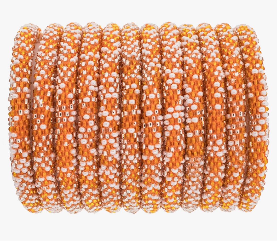 Orange White Roll on Bracelet