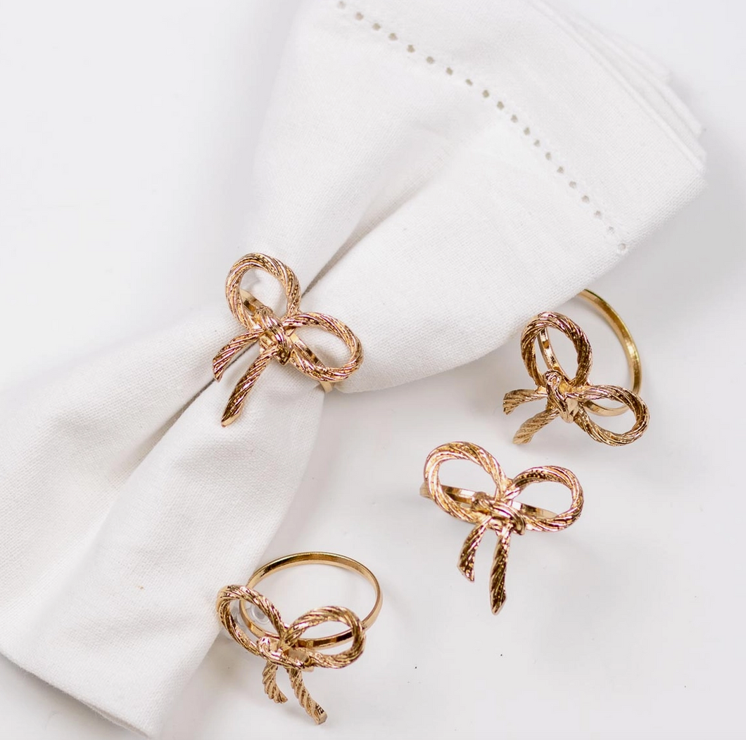 Gold Bow Napkin Rings S/4