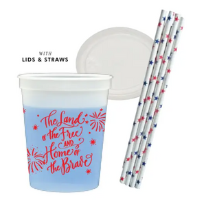 July 4th Color Changing Cups w/Lids