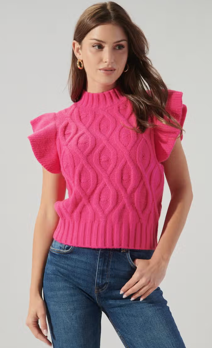 Fuschia Cable Knit Sweater