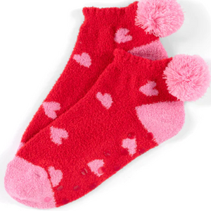 Red Hearts Home Socks