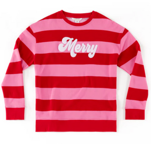 "Merry" Stripe Sweatshirt