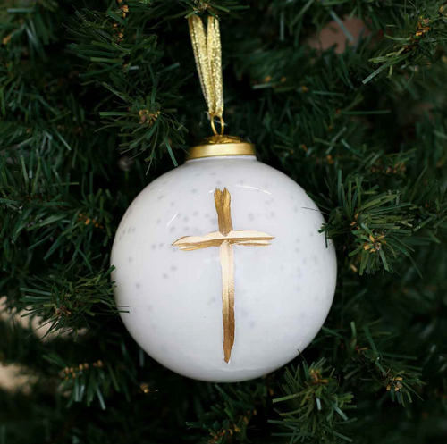 Cruix White/Gold Ornament