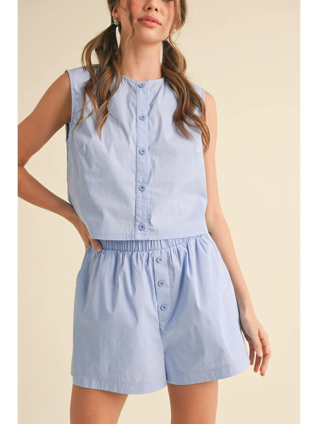 Blue Sleeveless Top/Short Set