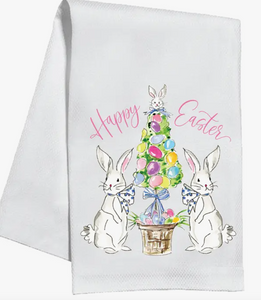 Bunnies w/ Easter Egg Topiary Tea Towel