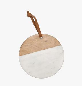 White Marble Round Wood Board