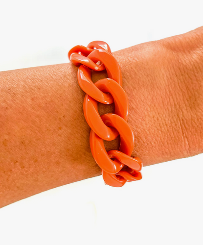 Orange Acrylic Chain Bracelet