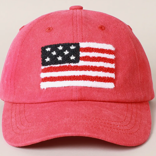American Flag Patch Cap - Red