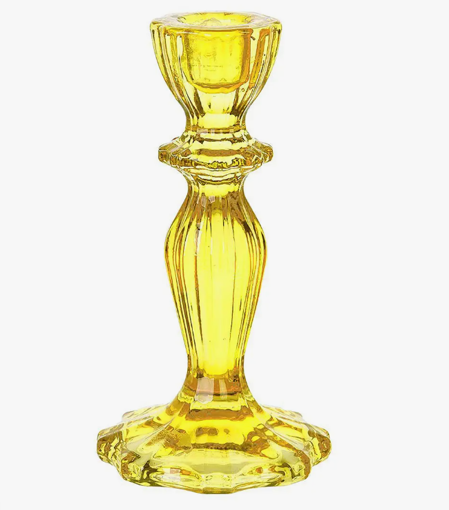 Glass Candlestick Holder/Yellow