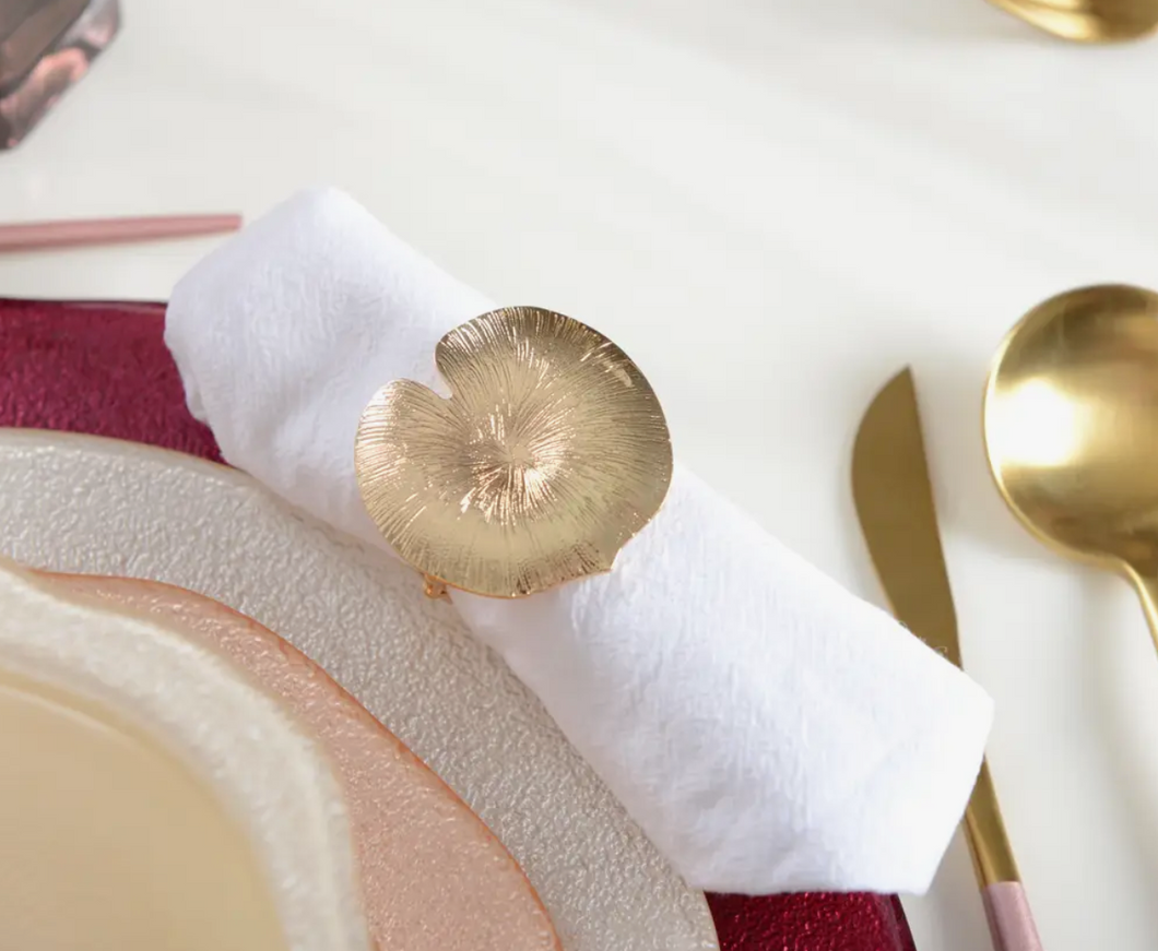Gold Water Lily Napkin Rings