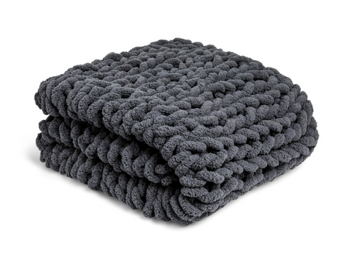 Chunky Knit Blanket/Charcoal