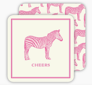Cheers Pink Zebra Coaster
