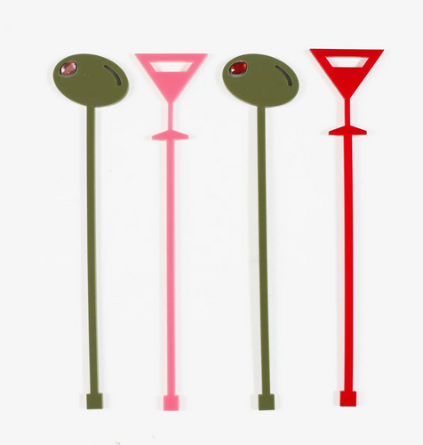 Martini and Olive Swizzle Sticks