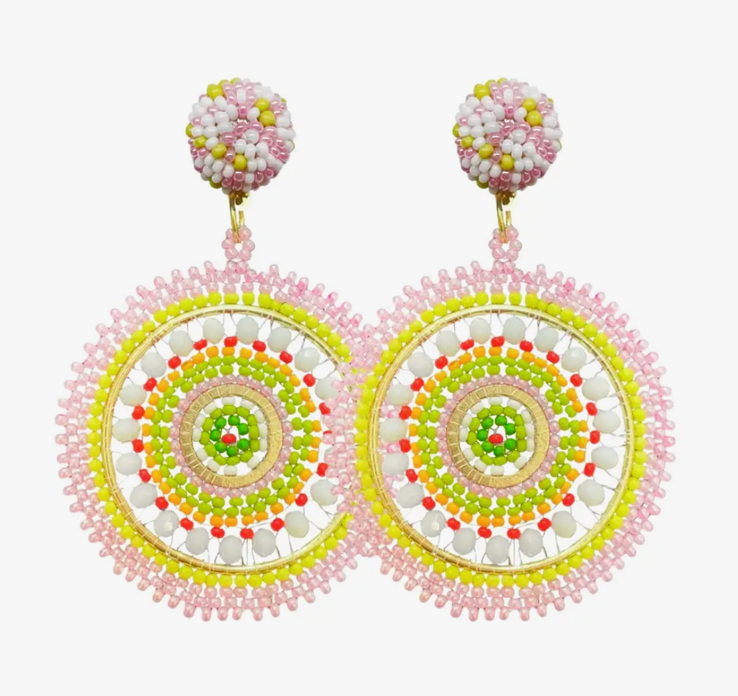 Poppy Pink Dreamcatcher Earrings