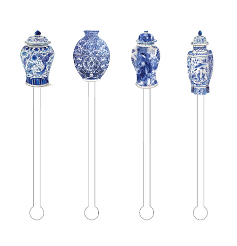 Blue Ginger Jar Acrylic Stir Sticks