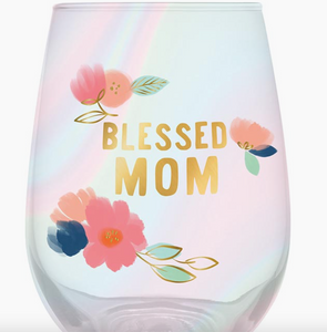 Blessed Mom Stemless Wineglass